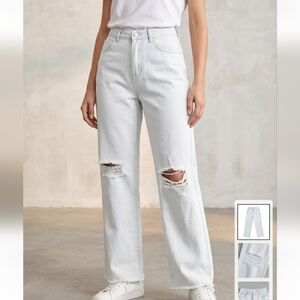 SHEIN Light Gray Distressed Jeans - Size L Great Condition